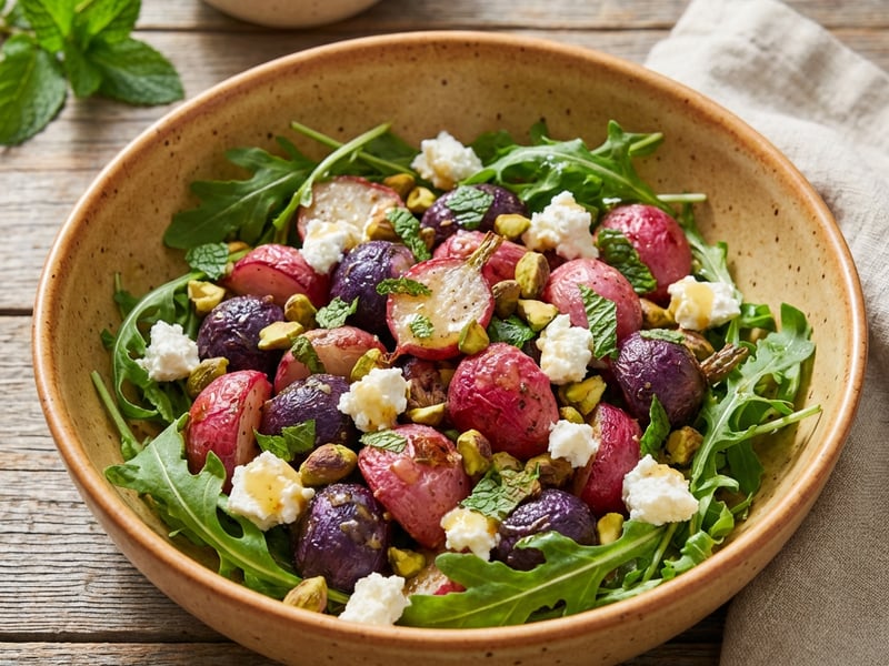 Roasted Radish Salad with Goat Cheese