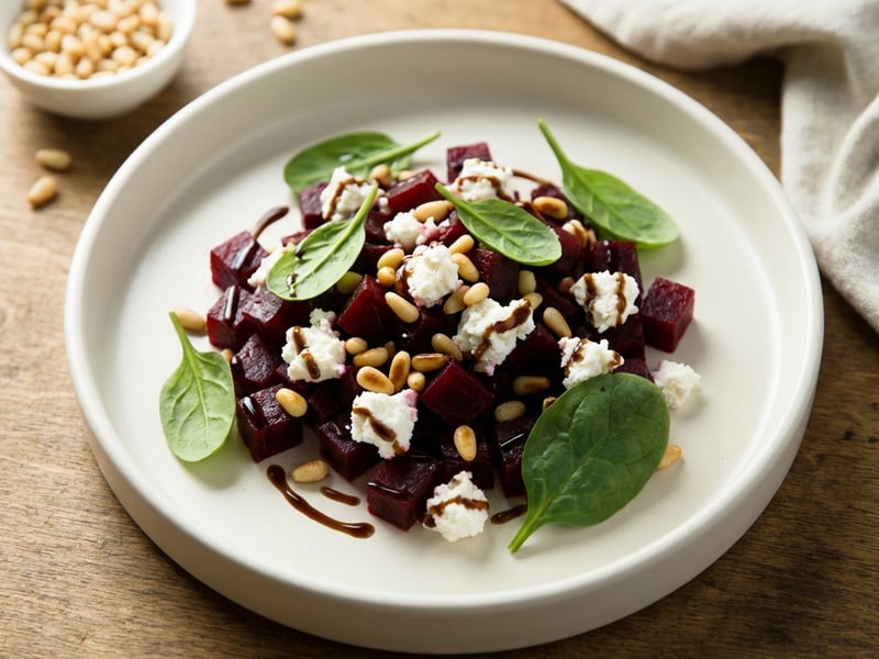 Beetroot Salad with Goat Cheese & Pine Nuts