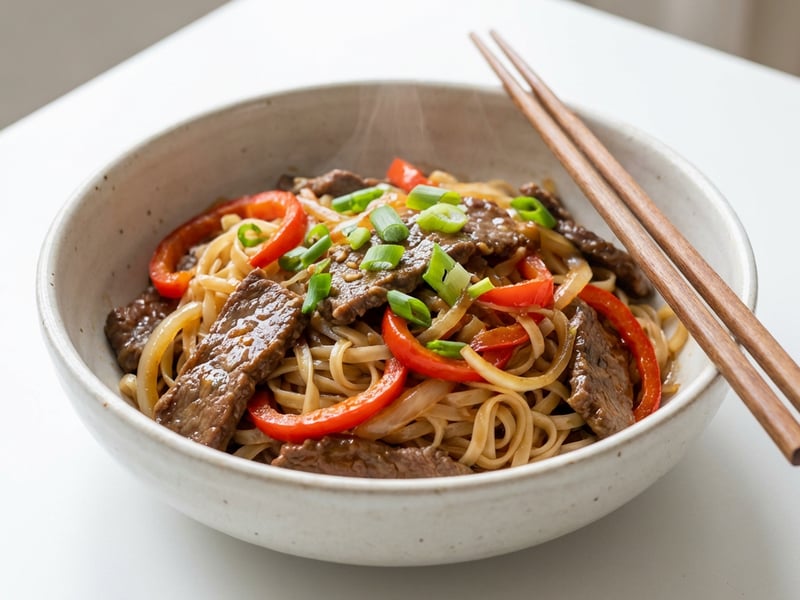 Beef Pan with Rice Noodles
