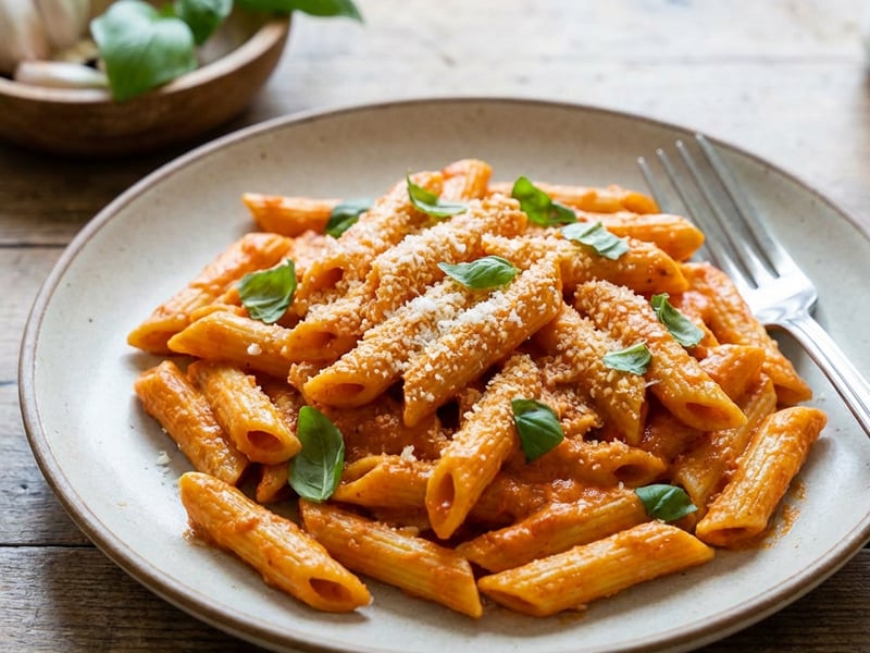 Creamy Tomato Penne with Basil & Parmesan