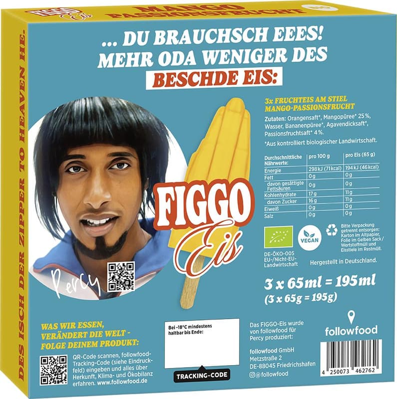 followfood BIO Stieleis Mango Passionsfrucht "FIGGO" by Teddy Teclebrhan 3 x 65ml