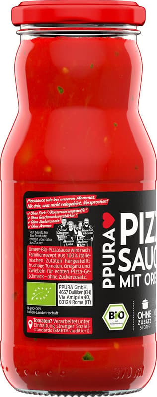 PPURA BIO Pizza sauce with oregano