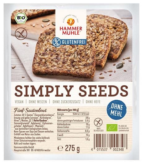 Hammermühle BIO Simply Seeds Fünf-Saatenbrot glutenfrei