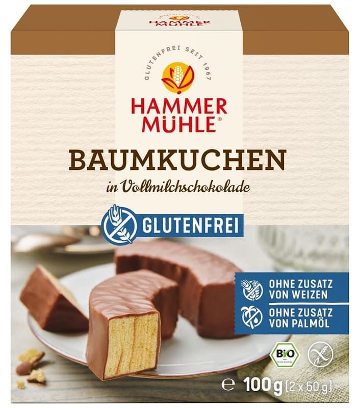 Hammermühle BIO Baumkuchen in Vollmilchschokolade glutenfrei