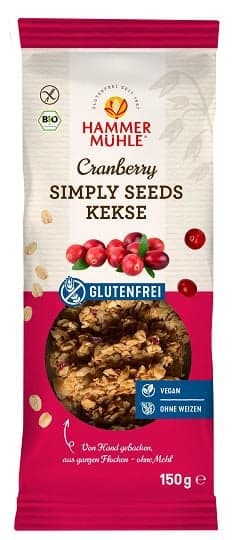 Hammermühle BIO Simply Seeds Kekse Cranberry glutenfrei