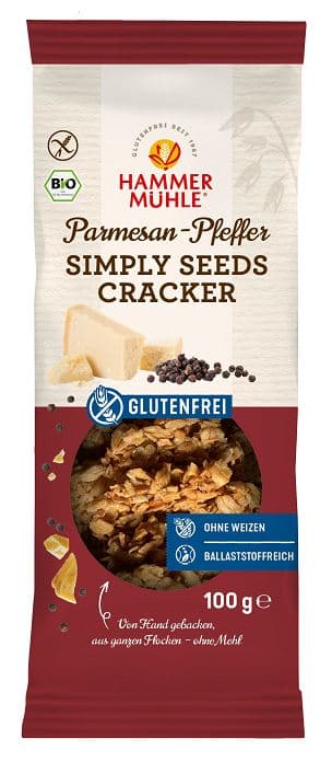 Hammermühle BIO Simply Seeds Cracker Parmesan & Pfeffer glutenfrei