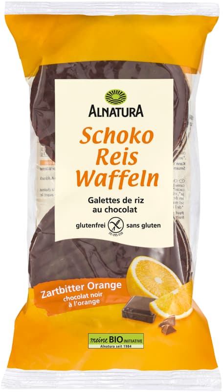 Alnatura Bio Schoko Reiswaffeln Zartbitter Orange