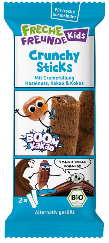 Cheeky Friends Kids Organic Crunchy Sticks with Cream Filling Hazelnut, Cocoa & Coconut 23g