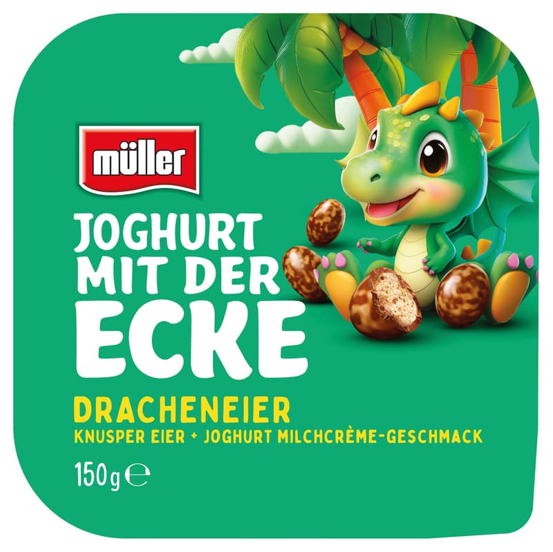 Müller Joghurt mit der Ecke Drachen Eier