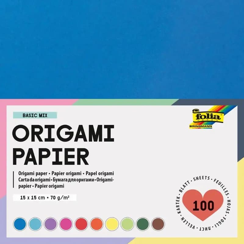 folia folding sheets intensive coloured 70g/m² multicoloured 15x15cm 100 sheets