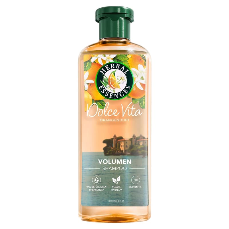 Herbal Essences Volume Shampoo with orange fragrance, for fine hair