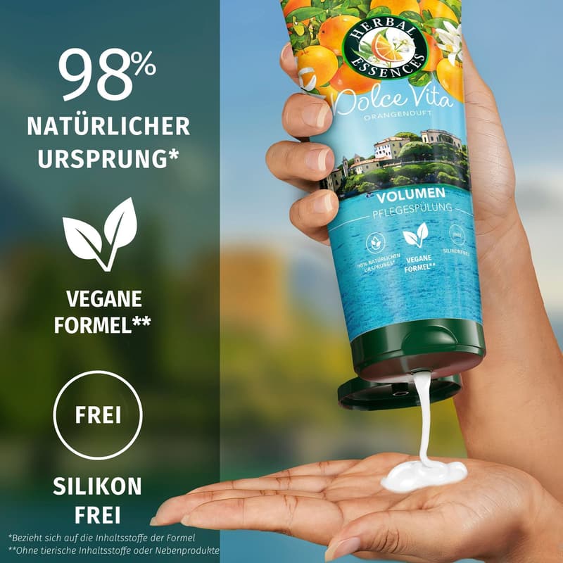 Herbal Essences Volume Conditioner with orange fragrance, for fine hair