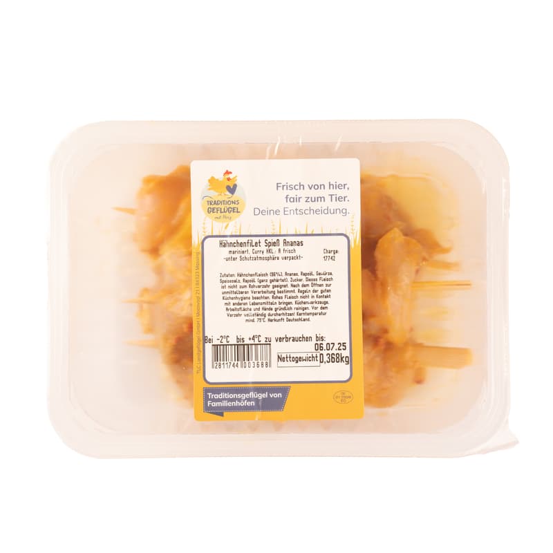 Traditional poultry fillet skewer pineapple