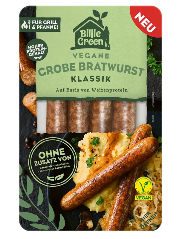 Billie Green grobe Bratwurst Klassik VEGAN