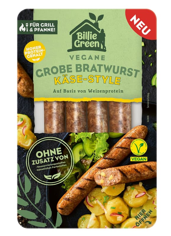 Billie Green grobe Bratwurst Käse-Style VEGAN