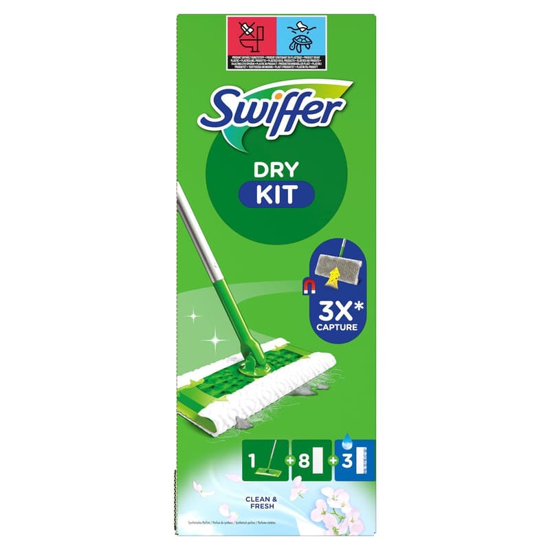 Swiffer Bodenwischer Starter-Set Mit 1 Bodenwischer Sowie 8 Trockenen Und 3 Feuchten Bodentüchern