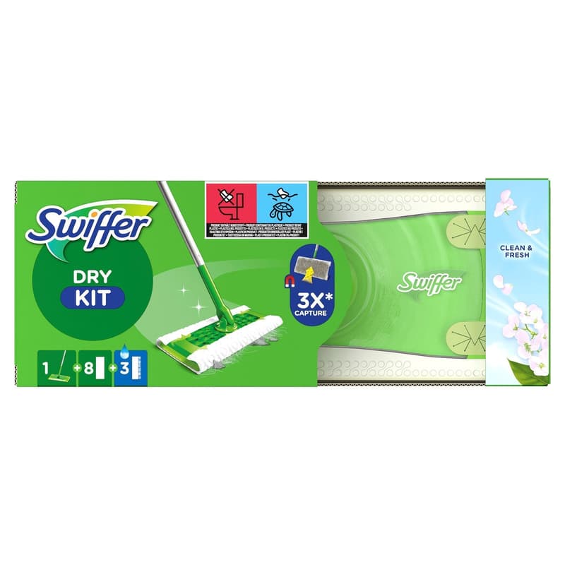 Swiffer Bodenwischer Starter-Set Mit 1 Bodenwischer Sowie 8 Trockenen Und 3 Feuchten Bodentüchern