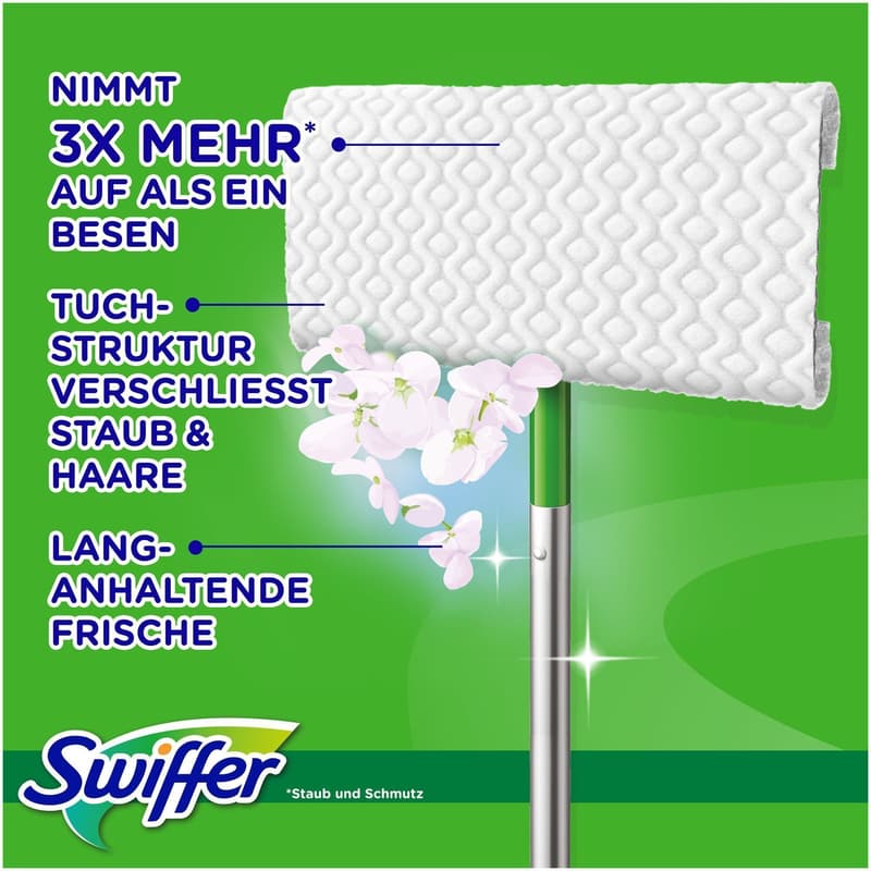 Swiffer Bodenwischer Trockene Bodentücher Nachfüller  18-er Pack, Fängt Und Schließt Staub Ein
