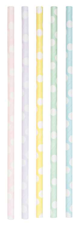 folia paper straws pastel dots 20cm 