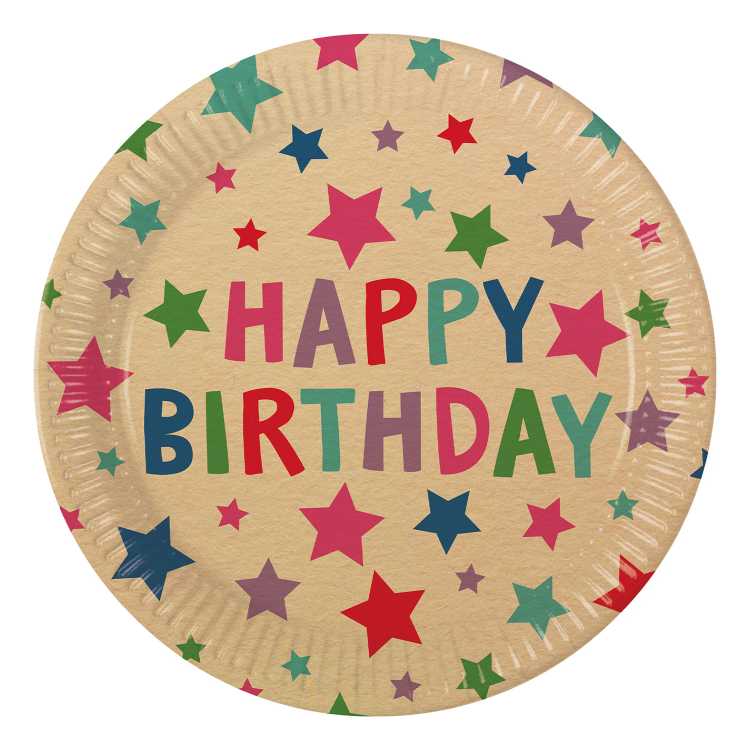 Paper plates Happy B-Day Ø23cm 8 pieces