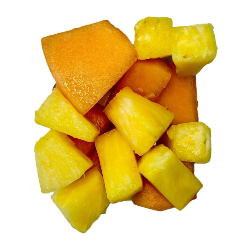 Ananas- und Cantaloupewürfel