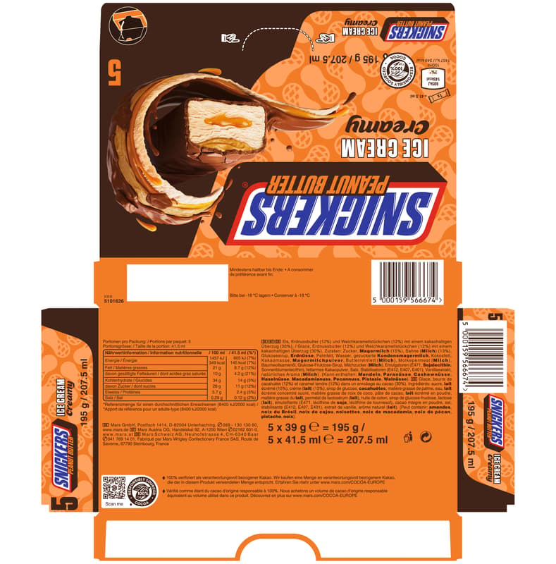 SNICKERS® Multipack Eisriegel Creamy 5x39g