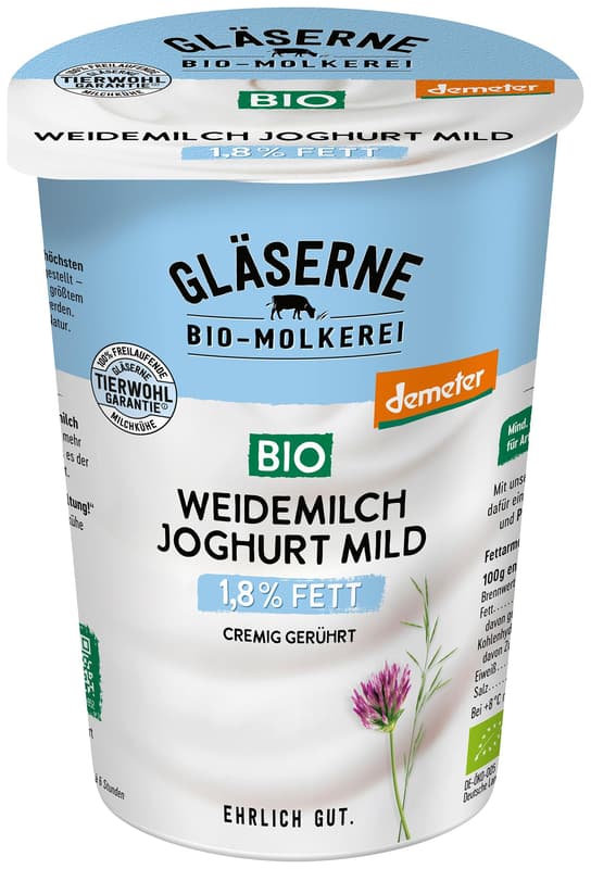 Gläserne Molkerei Bio Weidemilchjoghurt 1,8% Fett