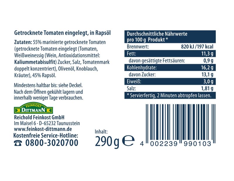Casa Zarrella sun-dried tomatoes in oil 290g jar