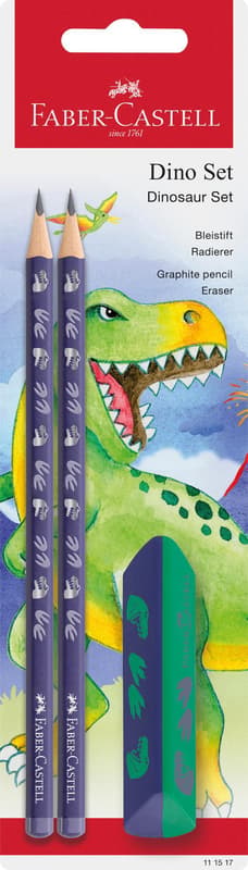 Faber-Castell Writing Set Dino Pencil + Eraser