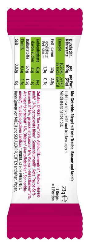 Freche Freunde Bio Riegel Banane, Rote Traube & Aronia