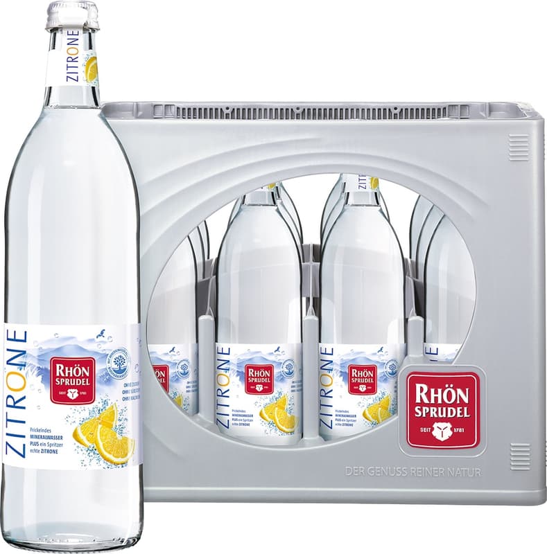 RhönSprudel Mineralwasser PLUS Zitrone Glas 12x0,75l (MEHRWEG)