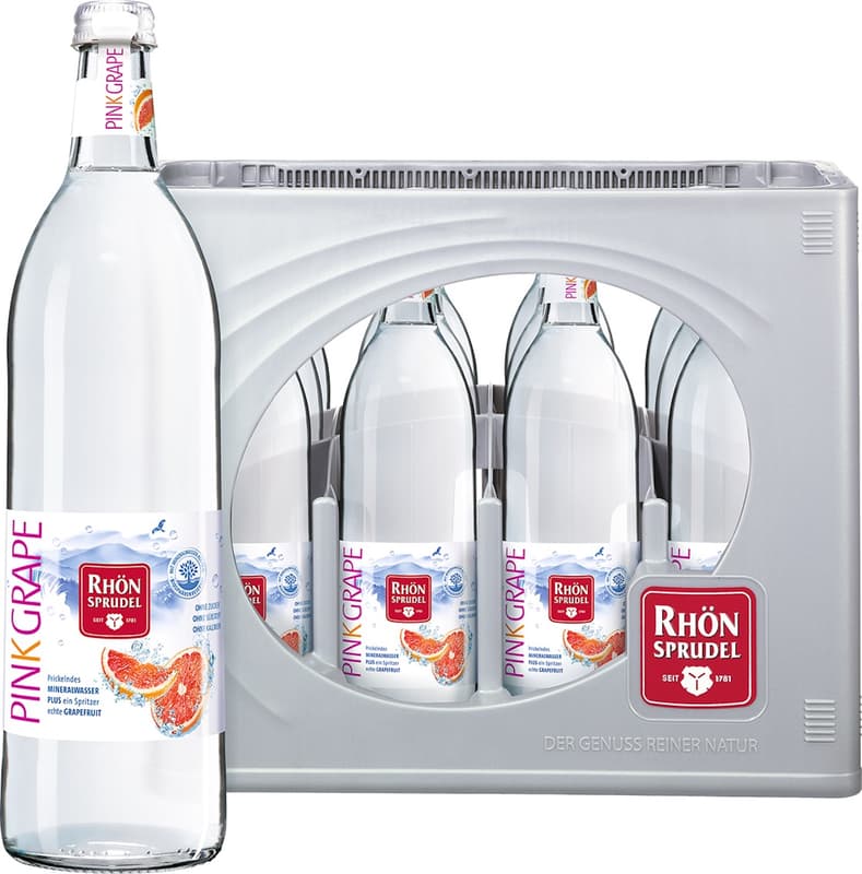 RhönSprudel Mineralwasser PLUS Pink Grape Glas 12x0,75 l (MEHRWEG)