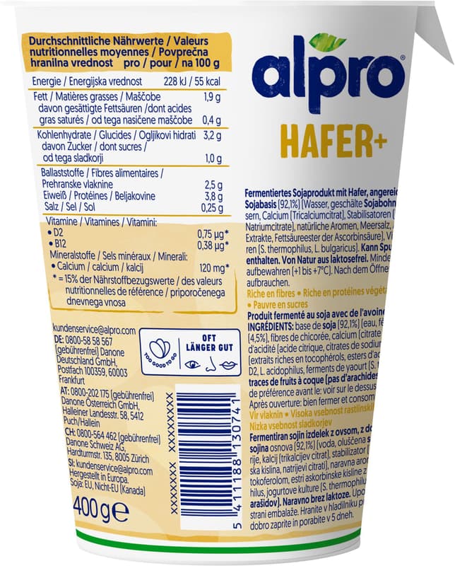 Alpro Yogurt Alternative with Soy Base, Oat+ Natural
