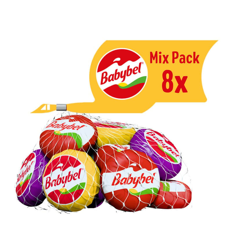 Mini Babybel Mix Netz Schnittkäse, Cheddar & Emmentaler Geschmak - 8er Pack