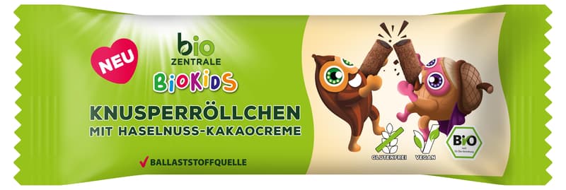 BioZentrale Kids Crunchy Rolls with Hazelnut Cocoa Cream