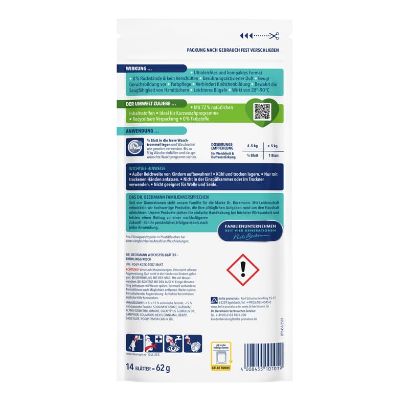 Dr. B. Softener Sheets Spring Fresh 14 pcs 28 WL