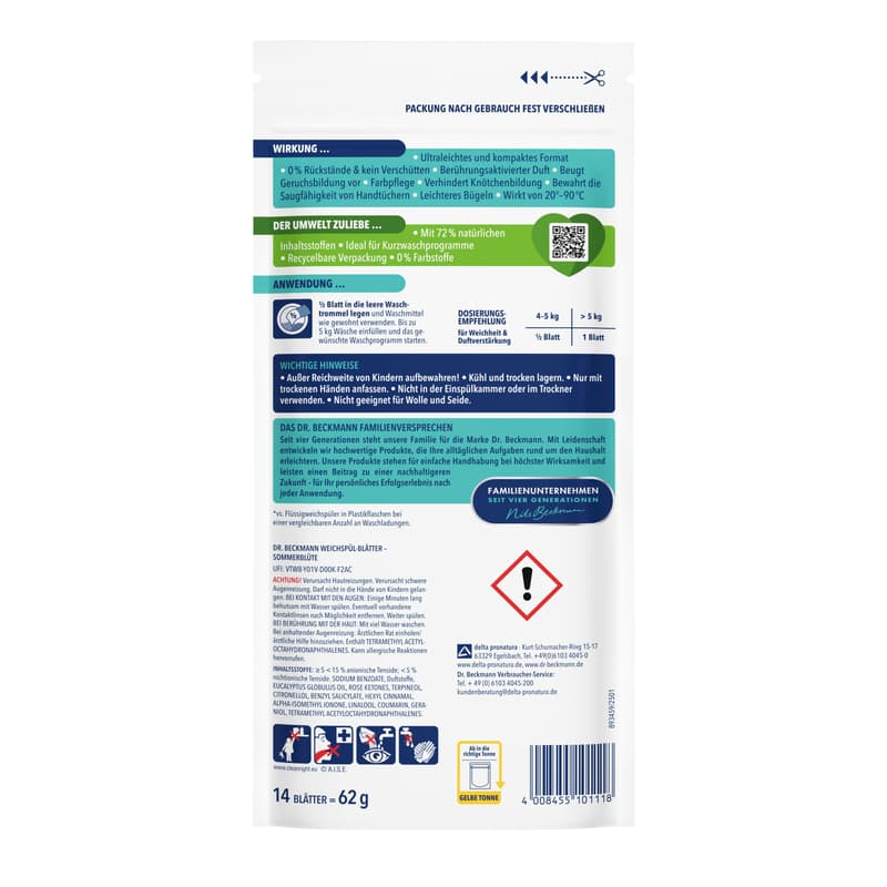 Dr. B. Softener Sheets Summer Blossom 14 pcs 28 WL