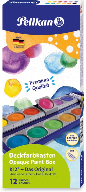 Pelikan paint box K12® including opaque white, 12 colours