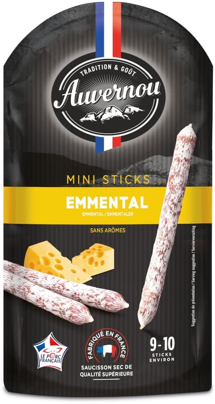 Auvernou Mini Stick Salami with Emmental Cheese