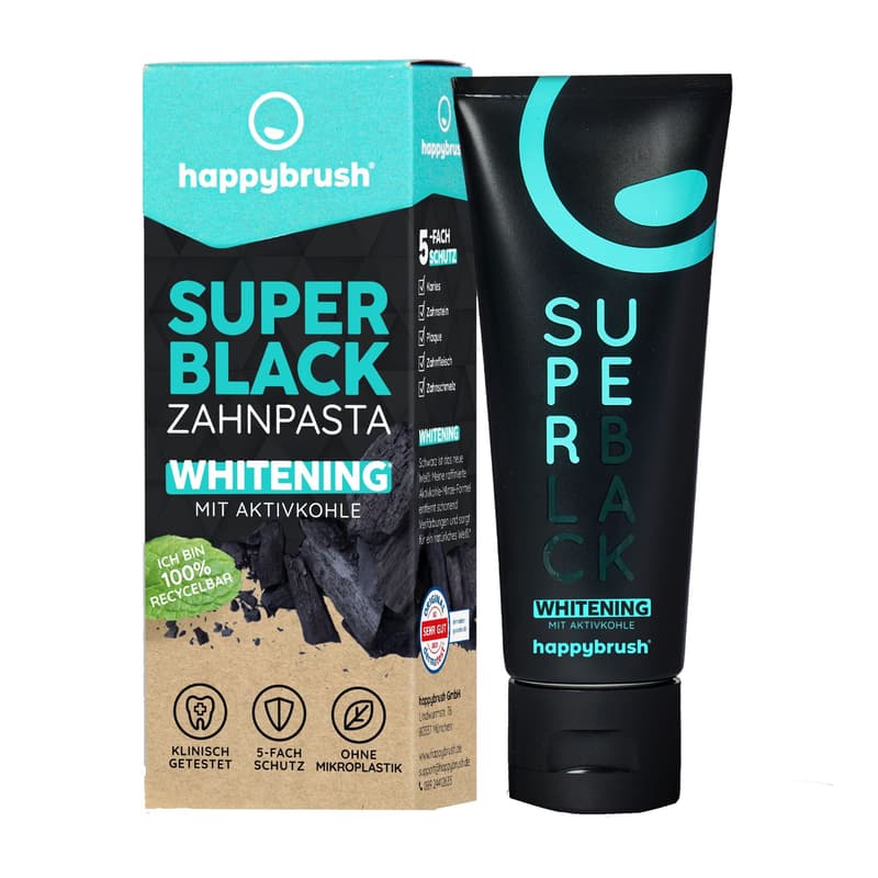 happybrush SuperBlack toothpaste