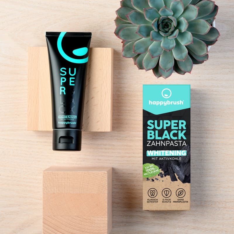 happybrush SuperBlack toothpaste