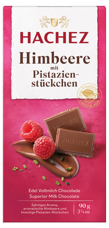 Hachez Raspberry Bar with Pistachio Pieces