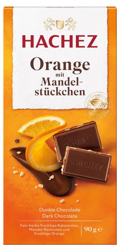Hachez Bar Orange with Almond Pieces
