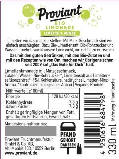 Proviant Lime Mint (ORGANIC) 0. 33L MW