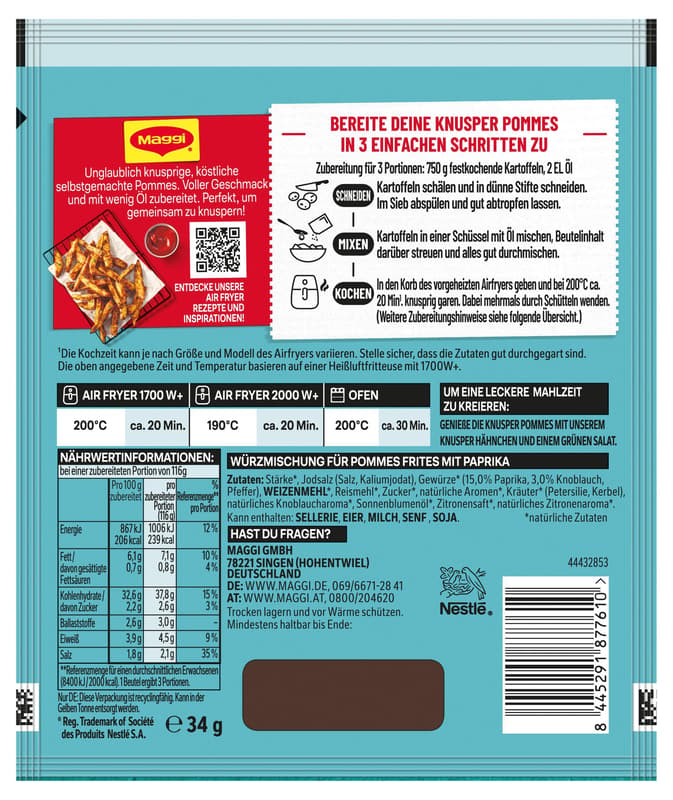 MAGGI FIX Airfryer Pommes Frites Paprika