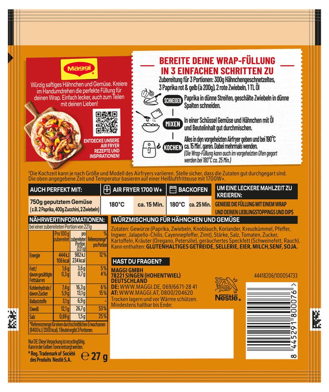 MAGGI FIX Airfryer Mexikanischer Mix Wrapfüllung für Fajita
