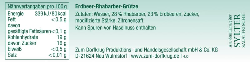 Zum Dorfkrug Erdbeer-Rhabarber-Grütze
