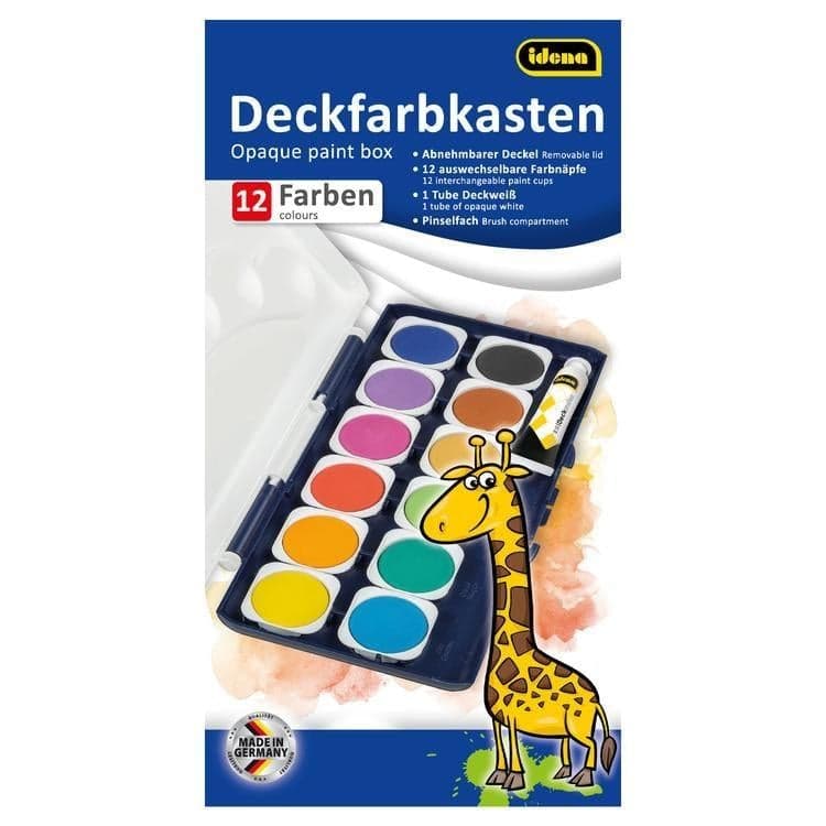 Idena watercolor paint set with 12 colors and 1 tube of opaque white