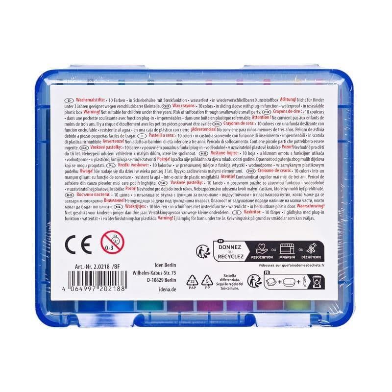 Idena Wax Crayons 10 Pieces Plastic Box