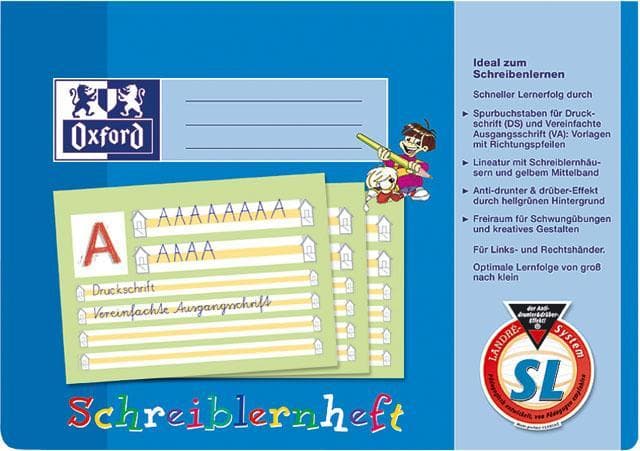 Oxford Writing Practice Notebook Ruling SL lined 16 sheets blue DIN A4 landscape